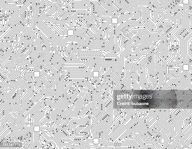 コンピュータ基板、シームレスなブラックとホワイトのテクノロジーの背景 - エレクトロニクス産業点のイラスト素材／クリップアート素材／マンガ素材／アイコン素材