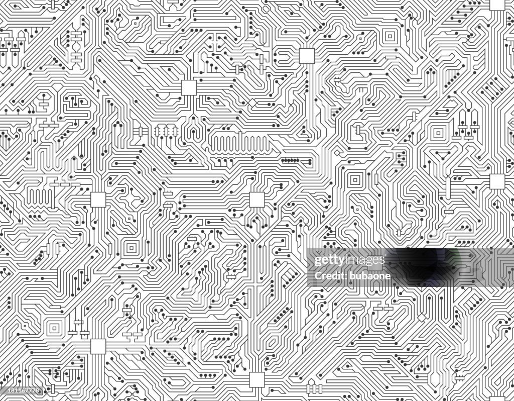 Computer Circuit Board Seamless Black and White Technology Background