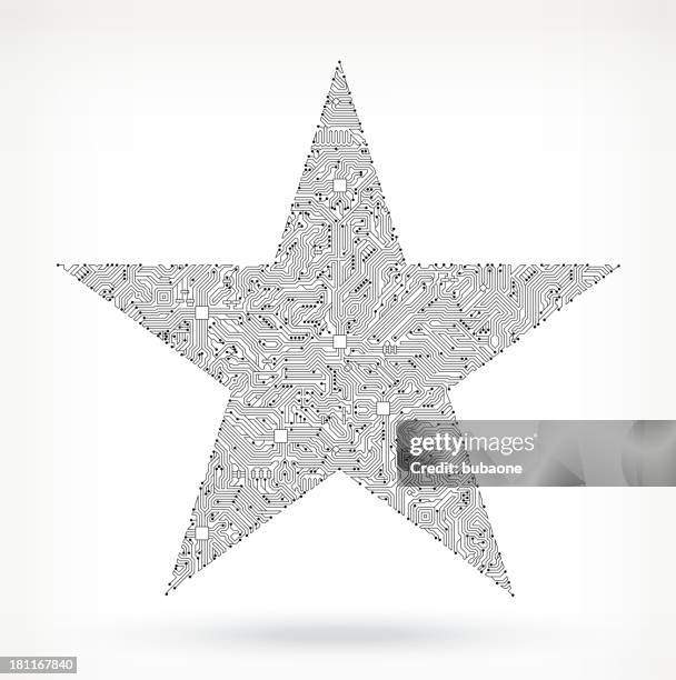 circuit board star black and white technology background - computer port card stock illustrations