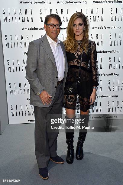 Shoe designer Stuart Weitzman and Chiara Ferragni attend the Kate Moss Celebrates Stuart Weitzman Flagship Store Opening Designed By Zaha Hadid as a...