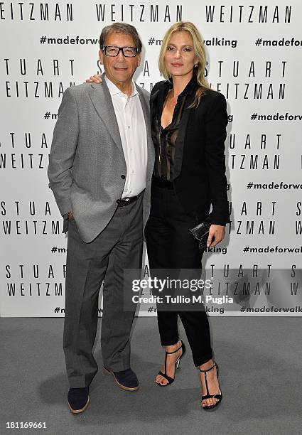 Shoe designer Stuart Weitzman and model Kate Moss attend the Kate Moss Celebrates Stuart Weitzman Flagship Store Opening Designed By Zaha Hadid as a...