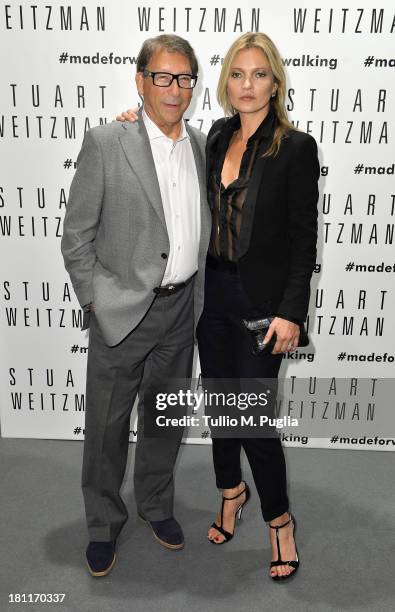 Shoe designer Stuart Weitzman and model Kate Moss attend the Kate Moss Celebrates Stuart Weitzman Flagship Store Opening Designed By Zaha Hadid as a...