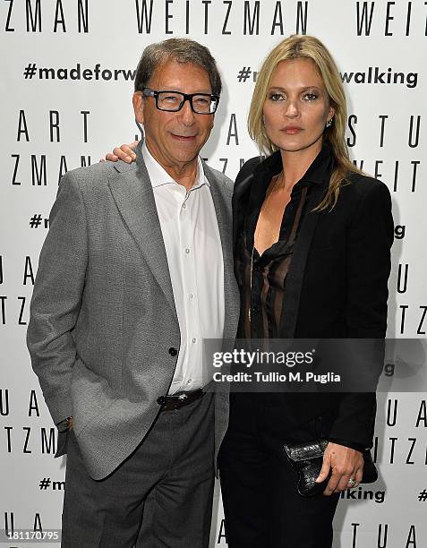 Shoe designer Stuart Weitzman and model Kate Moss attend the Kate Moss Celebrates Stuart Weitzman Flagship Store Opening Designed By Zaha Hadid as a...