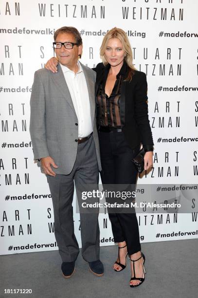 Shoe designer Stuart Weitzman and model Kate Moss attend the Kate Moss Celebrates Stuart Weitzman Flagship Store Opening Designed By Zaha Hadid as a...