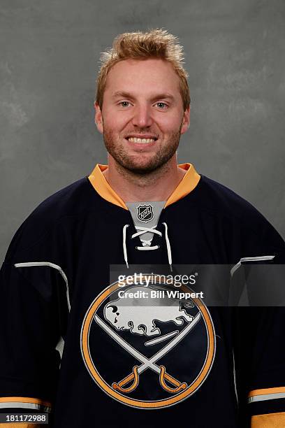Thomas Vanek of the Buffalo Sabres poses for his official headshot for the 2013-2014 season on September 11, 2013 at the First Niagara Center in...