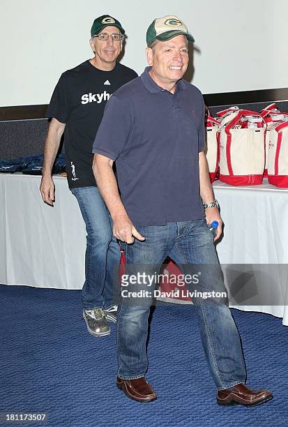 Producers Jerry Zucker and David Zucker attend the "Airplane!" 30th Anniversary Reunion press announcement at Air Hollywood Studio on September 19,...