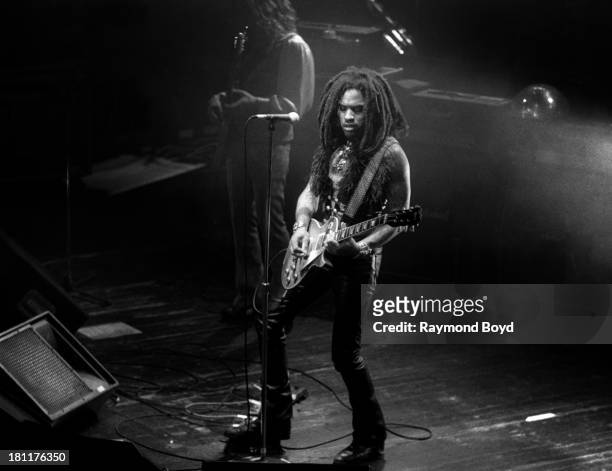 Singer Lenny Kravitz performs at the Riviera Theater in Chicago, Illinois in JANUARY 1991.
