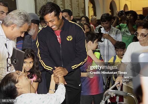 Khar Gymkhana facilitates Leander Paes after winning US open in doubles category at Khar on September 19, 2013 in Mumbai, India. Indian tennis ace...