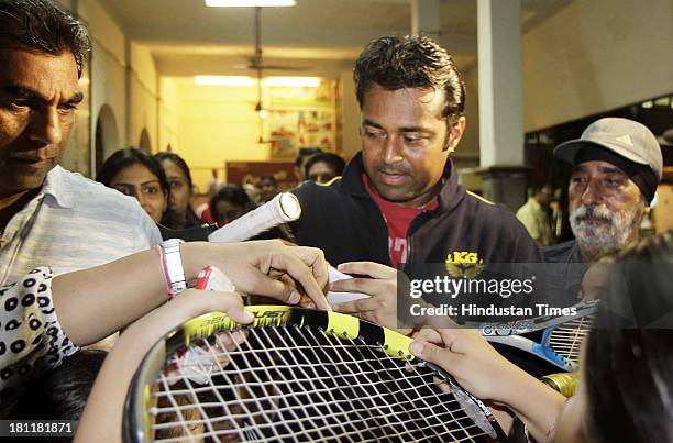 Khar Gymkhana facilitates Leander Paes after winning US open in doubles category at Khar on September 19, 2013 in Mumbai, India. Indian tennis ace...