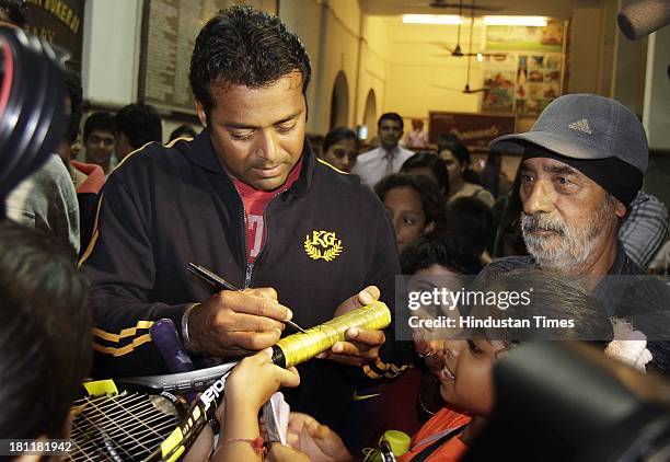Khar Gymkhana facilitates Leander Paes after winning US open in doubles category at Khar on September 19, 2013 in Mumbai, India. Indian tennis ace...