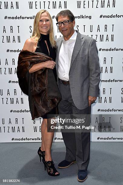 Shoe designer Stuart Weitzman and Susan Duffy attend the Kate Moss Celebrates Stuart Weitzman Flagship Store Opening Designed By Zaha Hadid as a part...