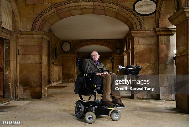 Professor Stephen Hawking attends the gala screening of "Hawking" on the opening night of the Cambridge Film Festival held at Emmanuel College on...