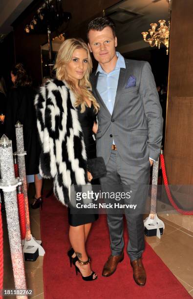 Louise Angelica and John Arne Riise attend the Nina Naustdal Runway show following London Fashion Fashion Week SS14 at The Mayfair Hotel on September...