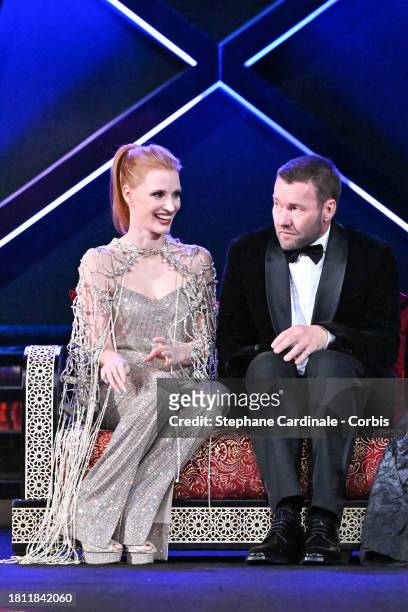 Jessica Chastain and Joel Edgerton attend the opening ceremony during the 20th Marrakech International Film Festival on November 24, 2023 in...