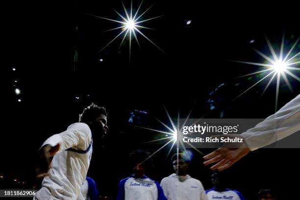 Kadary Richmond of the Seton Hall Pirates is introduced before the start of a game against the Northeastern Huskies at Prudential Center on November...