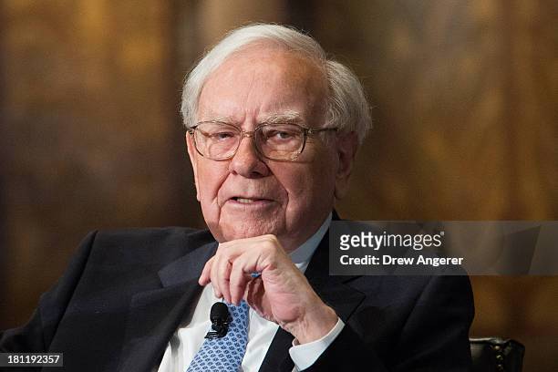 Warren Buffett, chairman of the board and CEO of Berkshire Hathaway, speaks in Gaston Hall at Georgetown University, September 19, 2013 in...