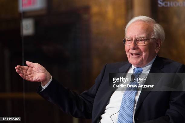 Warren Buffett, chairman of the board and CEO of Berkshire Hathaway, speaks in Gaston Hall at Georgetown University September 19, 2013 in Washington,...