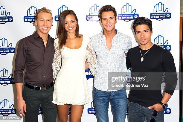 American Idol participants and singers Devin Velez, Aubrey Cleland and Paul Jolley, and singer and musician Reinaldo 'Peche' Zavarce pose as American...