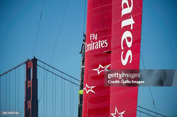 Skippered by James Spithill and Emirates Team New Zealand skippered Dean Barker Sailed in AC 72s carbon catamarans during day 9 of the America's Cup...