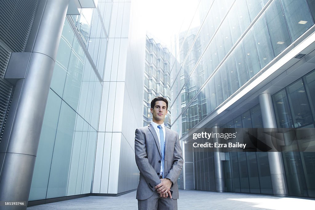 Portrait of businessman in the city.