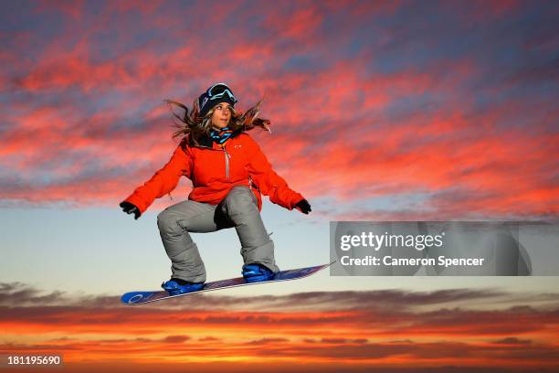 Australian snowboarder Steph Magiros poses during a portrait session on September 20, 2013 in Sydney, Australia. Magiros is aiming to qualify for the...