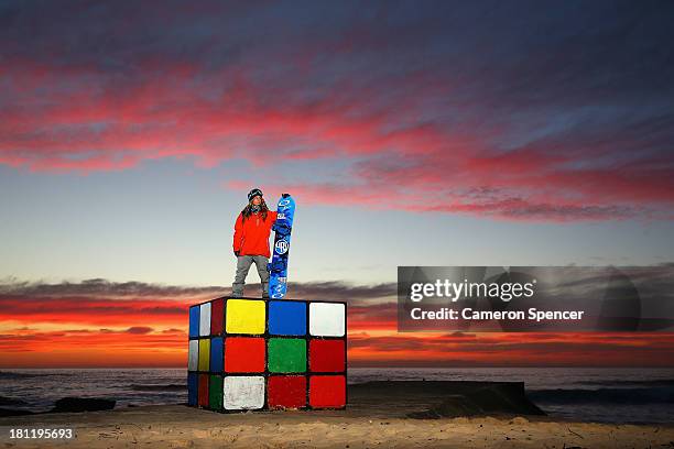 Australian snowboarder Steph Magiros poses during a portrait session on September 20, 2013 in Sydney, Australia. Magiros is aiming to qualify for the...