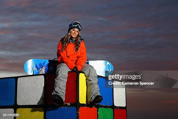 Australian snowboarder Steph Magiros poses during a portrait session on September 20, 2013 in Sydney, Australia. Magiros is aiming to qualify for the...