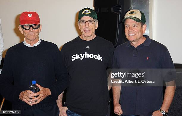 Writers/directors Jim Abrahams, Jerry Zucker and David Zucker participate in the "Airplane" 30th Anniversary Reunion Press Conference to announce...