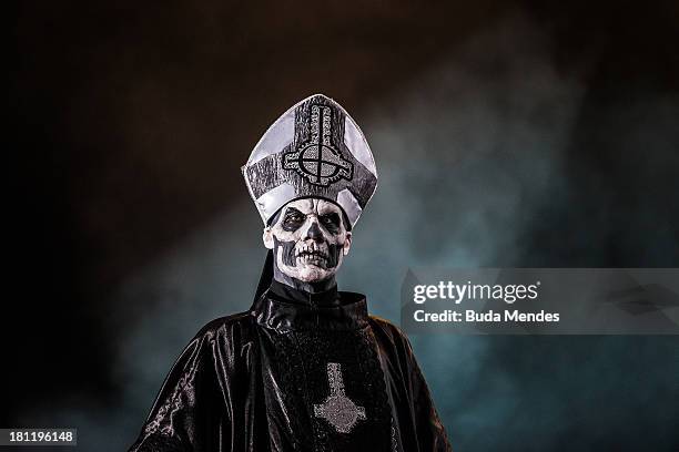 Mary Goore of Ghost band performs on stage during a concert in the Rock in Rio Festival on September 19, 2013 in Rio de Janeiro, Brazil.