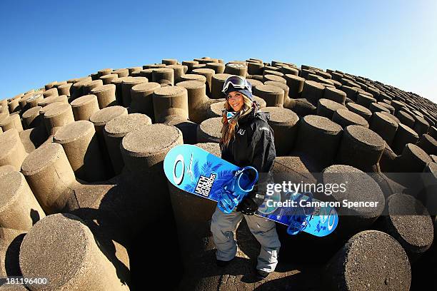 Australian snowboarder Steph Magiros poses during a portrait session on September 20, 2013 in Sydney, Australia. Magiros is aiming to qualify for the...