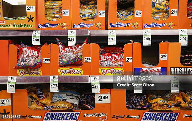 Halloween candy is offered for sale at a Walgreens store on September 19, 2013 in Wheeling, Illinois. Walgreens, the nation's largest drugstore...