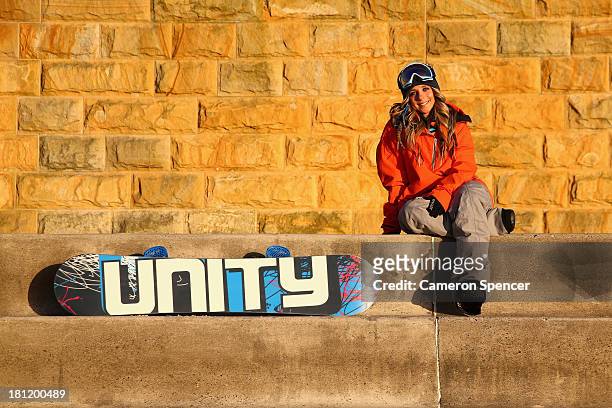 Australian snowboarder Steph Magiros poses during a portrait session on September 20, 2013 in Sydney, Australia. Magiros is aiming to qualify for the...