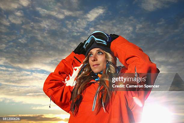 Australian snowboarder Steph Magiros poses during a portrait session on September 20, 2013 in Sydney, Australia. Magiros is aiming to qualify for the...