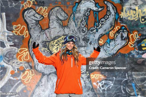 Australian snowboarder Steph Magiros poses during a portrait session on September 20, 2013 in Sydney, Australia. Magiros is aiming to qualify for the...