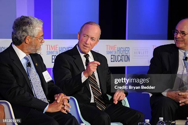 President of Purdue University Mitch Daniels speaks at the TIME Summit On Higher Education Day 1 at Time Warner Center on September 19, 2013 in New...