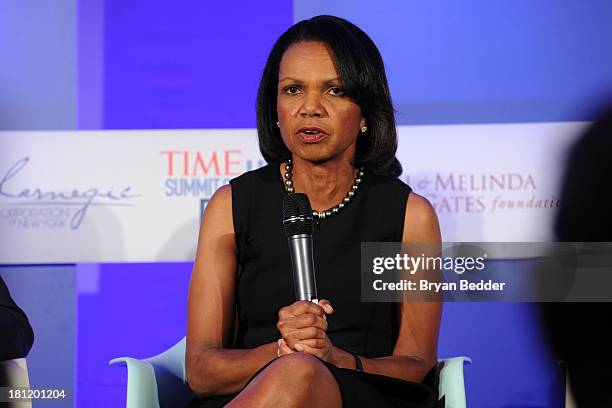 Former US secretary of the State and professor Condoleezza Rice at the TIME Summit On Higher Education Day 1 at Time Warner Center on September 19,...