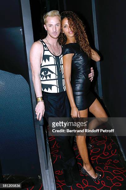 Presenter of "Belle toute nue" William Carnimolla with Actress and model Noemie Lenoir who celebrates her 34th birthday at 'A.Club Party' at Castel...