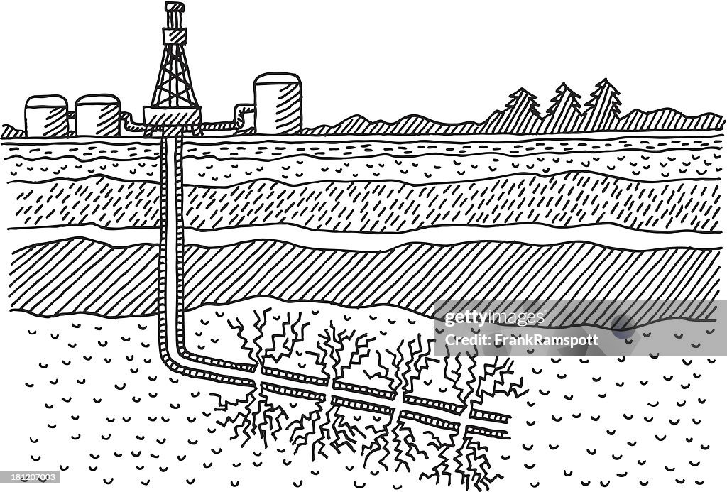 Fracking Rig Outline Fracking Drilling Scheme Drawing High-Res Vector Graphic - Getty Images