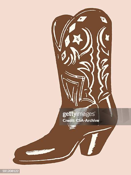 bildbanksillustrationer, clip art samt tecknat material och ikoner med a illustration of a brown cowboy boot - cowboy