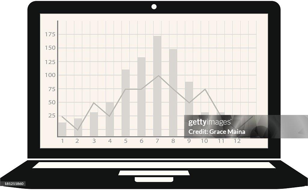 Computer Inside Graph Computer Laptop With Graph Vector High-Res Vector Graphic - Getty Images