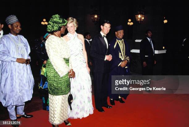 Maryam Babangida, former Nigerian First Lady, Diana, Princess of Whales, Charles, Prince of Wales, and the former Nigerian president, Ibrahim...