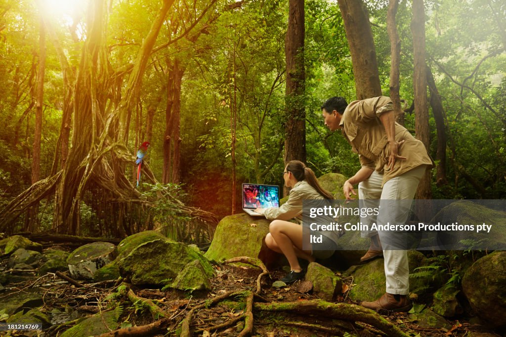 Researchers working in jungle