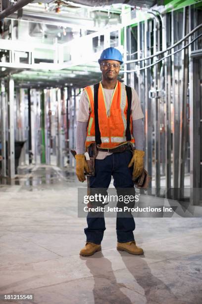 african american worker on site - black construction worker stock pictures, royalty-free photos & images