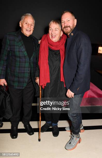 Costume Designer Lindy Hemming, Set Decorator Lee Sandales and guest are seen at the Variety Artisans screening of 'Wonka' at The Cinema at...