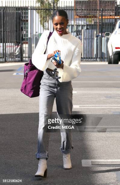 Charity Lawson is seen arriving at the 'Dancing With The Stars' rehearsals on November 29, 2023 in Los Angeles, California.