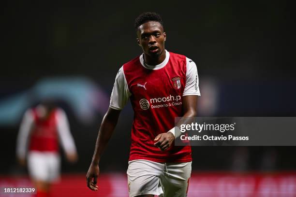 Álvaro Djaló of SC Braga in action during the UEFA Champions League match between SC Braga and 1. FC Union Berlin at Estadio Municipal de Braga on...