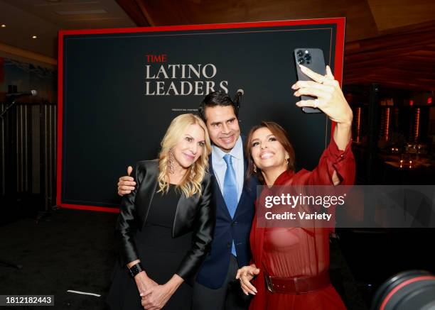 Jessica Sibley, Cesar Conde and Eva Longoria at the TIME Latino Leaders Dinner held at Soulmate on November 29, 2023 in West Hollywood, California.