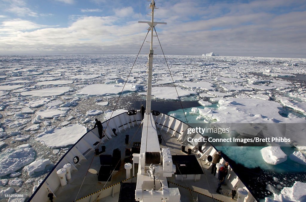 View of ice floe in the southern ocean from ship, 180 miles north of East Antarctica, Antarctica