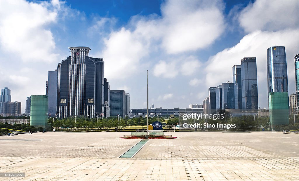 Square and buildings in Shenzhen, China