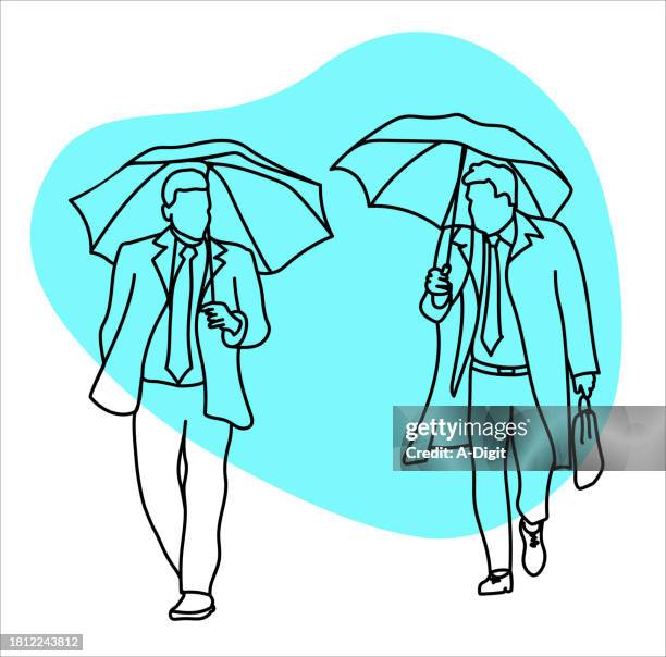 business in the rain teal - resourceful stock illustrations